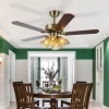 Industrial ceiling fan lights, European-style wood leaf bedroom electric fan lights, retro living room chandeliers, iron leaf dining room fan lights Specification image
